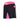 The Essential Grappling Girls Pink Fight Shorts feature a black design with a pink waistband, pink inner thigh panel, and pink logos on the waistband and left leg. Lightweight and ideal for sports or martial arts.