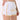 Athena Fightwear Artemisia women's white and gold muay thai shorts with wide hips and anti-camel toe built-in safety compression shorts